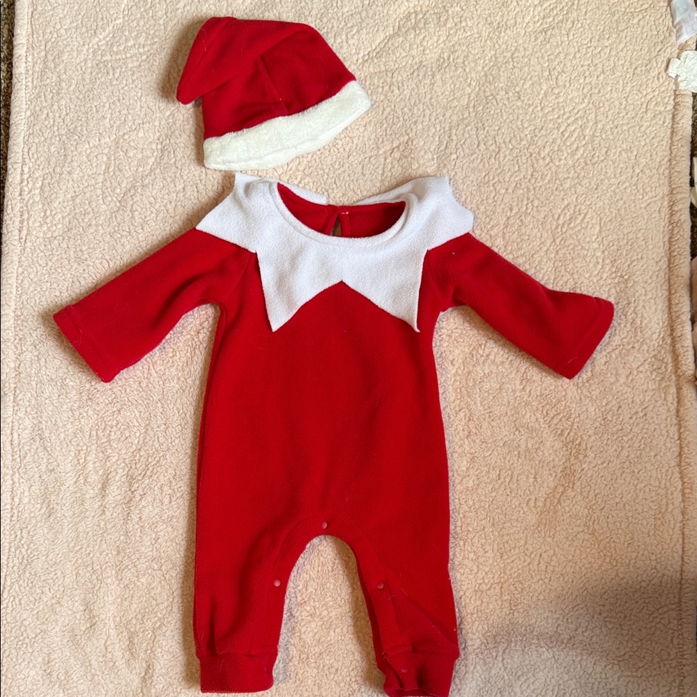 Red and white elf suit for bay